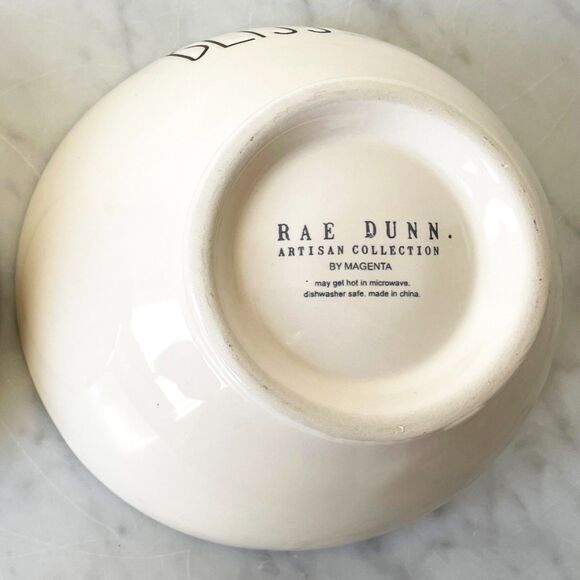 Rae Dunn Magenta BLISS Set of 2 Ivory/Red Interior Ice Cream/Cereal Bowls 5.5" - Picture 7 of 8